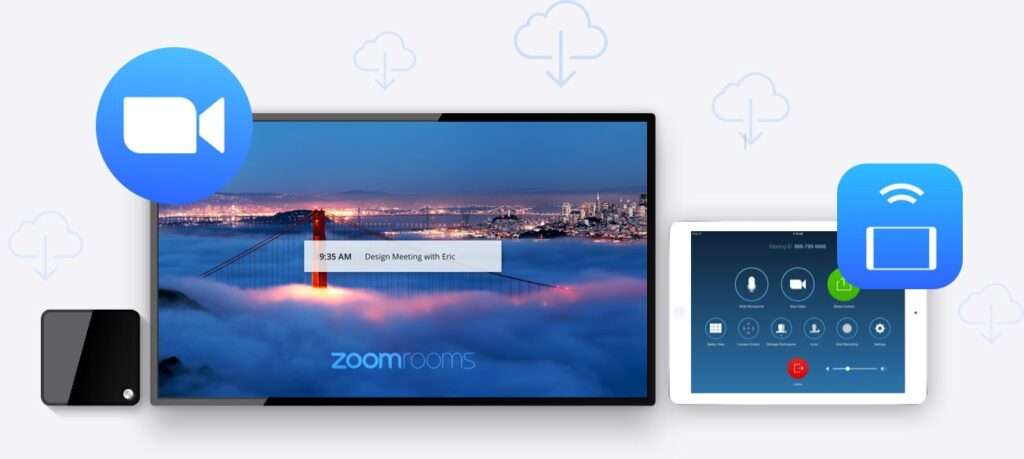 Zoom video meeting room integration conference